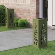 vidaXL Solar LED Stig Ljus 2 pcs Olivgrön Kallvalsat stål