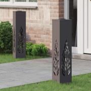 vidaXL Solar LED Stig Ljus 2 pcs Svart Kallvalsat stål