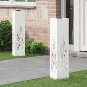 vidaXL Solar LED Stig Ljus 2 pcs Vit Kallvalsat stål