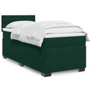 vidaXL Ramsäng med madrass mörkgrön 90x200 cm sammet