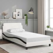 vidaXL Bed Frame "Dover" White&Black 100x200 cm Faux Leather