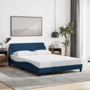 vidaXL Bed Frame with Headboard "Dover" Blue 140x190 cm Fabric