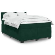 vidaXL Ramsäng med madrass mörkgrön 140x190 cm sammet