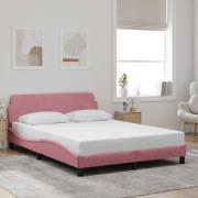 vidaXL Bed Frame with Headboard "Dover" Pink 120x200 cm Velvet