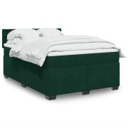 vidaXL Ramsäng med madrass mörkgrön 140x190 cm sammet