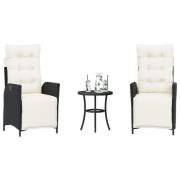 vidaXL Caféset med dynor 3 delar svart konstrotting