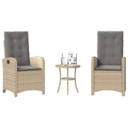 vidaXL Bistrogrupp med dynor 3 delar mixbeige konstrotting