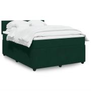 vidaXL Ramsäng med madrass mörkgrön 140x190 cm sammet