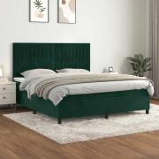 vidaXL Ramsäng med madrass mörkgrön 180x200 cm sammet
