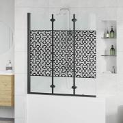 vidaXL Duschavskärmning Svart och Transparent 130 x 130 cm härdat glas