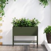 vidaXL Höjdträdgårdsplanterare Olivgrön 60 x 26 x 45 cm Stål