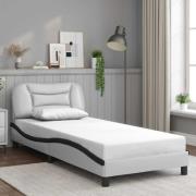 vidaXL Bed Frame without Mattress "Hvar" White and Black 90x190 cm Fau...