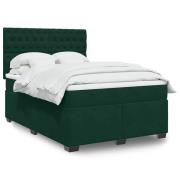 vidaXL Ramsäng med madrass mörkgrön 140x190 cm sammet