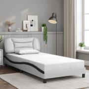 vidaXL Bed Frame without Mattress "Hvar" White and Black 100x200 cm Fa...