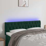 vidaXL Sänggavel LED mörkgrön 160x7x78/88 cm sammet