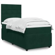 vidaXL Ramsäng med madrass mörkgrön 90x190 cm sammet