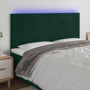 vidaXL Sänggavel LED mörkgrön 200x5x118/128 cm sammet