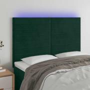 vidaXL Sänggavel LED mörkgrön 144x5x118/128 cm sammet