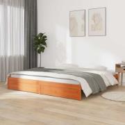 vidaXL Sängram Vaxbrun 180 x 200 cm Massiv furu