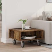 vidaXL Sido bord med hjul Gammalt trä 50,5 x 50 x 30 cm