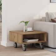 vidaXL Sido bord med hjul Artisan Ek 50,5 x 50 x 30 cm Konstruerat trä