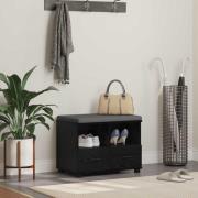 vidaXL Hallbänk Svart Ek 60 x 38 x 46 cm Spånskiva och klädfabric