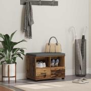 vidaXL Hallbänk Gammalt trä 60 x 38 x 46 cm Spånskiva och klädfabric