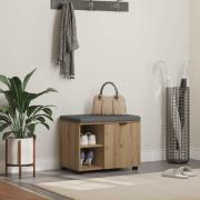 vidaXL Hallbänk med kudde Enfärgad Artisan Ek 60 x 38 x 46 cm