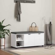 vidaXL Hallbänk med kudde Vit 100 x 38 x 46 cm Konstruerat Trä och Tyg