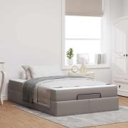 vidaXL Sängram med madrass 2 pcs Taupe tyg