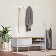 vidaXL Hallbänk med låda med hylla Vit 115 x 40 x 45 cm Massiv furu