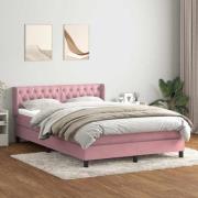 vidaXL Ramsäng med madrass rosa 140x210 cm sammet