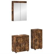 vidaXL Badrumsmöbelset TULUM 3 pcs Rökt ek 60 x 34 x 63 cm