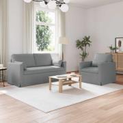 vidaXL Soffa 140cm 2 pcs Ljusgrå Metall