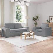 vidaXL Soffa 2 pcs Ljusgrå 182 x 80 x 82 cm tyg