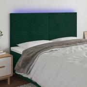 vidaXL Sänggavel LED mörkgrön 180x5x118/128 cm sammet