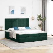 vidaXL Ottoman sängram med madrasser mörkgrön 180x200 cm sammet