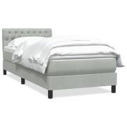 vidaXL Resårsäng med madrass ljusgrå 90x220 cm sammet