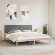 vidaXL Sängram med Klädd Huvudgavel Mörkgrå 200 x 200 cm Massiv furu