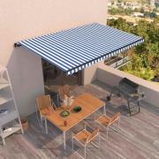 vidaXL Markis manuellt infällbar 500x350 cm blå och vit