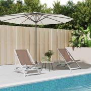 vidaXL Strandstolar hopfällbara 2 st brun aluminium och textilen