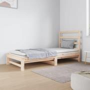 vidaXL Utdragbar dagbädd 2x(90x190) cm massiv furu