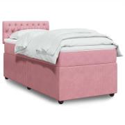 vidaXL Ramsäng med madrass rosa 100x200 cm sammet