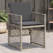 vidaXL Trädgårdsstolar med dynor 4 st grå konstrotting