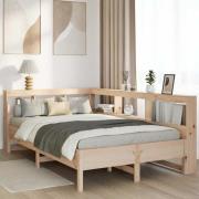vidaXL Säng med bokhylla utan madrass 160x200cm massiv furu
