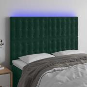vidaXL Sänggavel LED mörkgrön 144x5x118/128 cm sammet