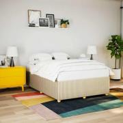 vidaXL Sängram utan madrass gräddvit 160x200 cm tyg