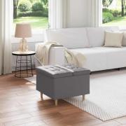 vidaXL Knappstool med kudde Grå 60 x 60 x 45 cm Konstläder