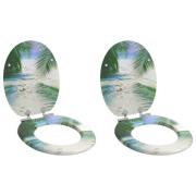 vidaXL Mjukt stängande toalettlock 2 pcs Grön 44 x 38 cm MDF-board