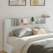 vidaXL Huvudgavelsskåp med LED med hylla Vit 180 x 16,5 x 103,5 cm